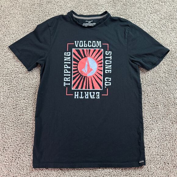 Volcom Stone Shirt Mens S Black Red Earth Tripping Skater Skateboarding - Picture 2 of 9